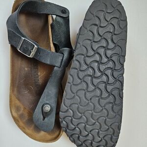 Birkenstock Kairo Black Oiled Leather Sandals Sz 41